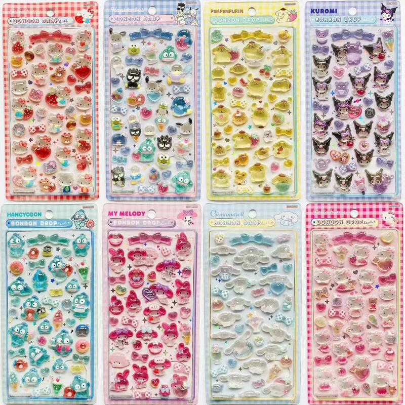 Sanrio August Edition 3D Crystal Stickers My Melody Kitty Cinnamoroll Phone Case DIY Stickers