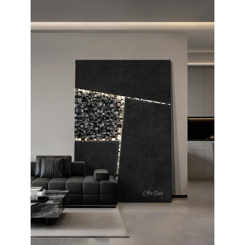 Italian-Style Light Luxury High-End Living Room Decorative Painting, Minimalist Abstract Three-Dimensional Sandstone Entrance Wall Art, Sofa Background Wall Painting