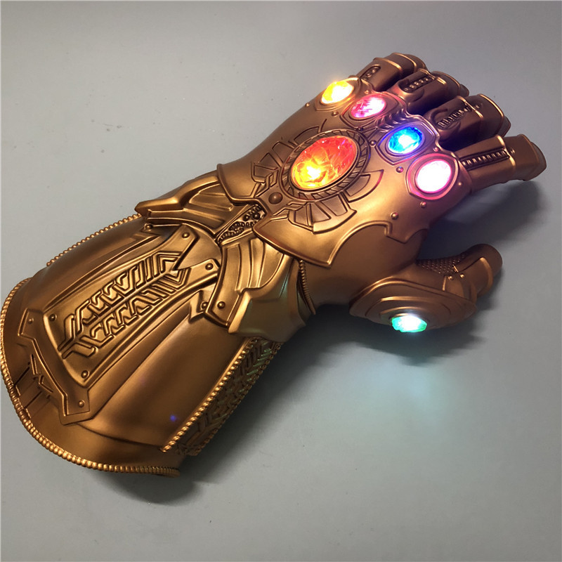Children's Thanos Glowing Gloves Cosplay Iron Man Gem Wearable Arm Detachable Mask Costume Props Toy