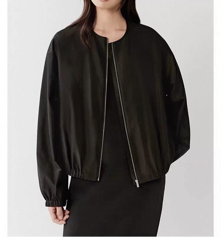 Xiaohe's Same Style Women's Clothing 2026 Spring New Silk Taffeta Jacket