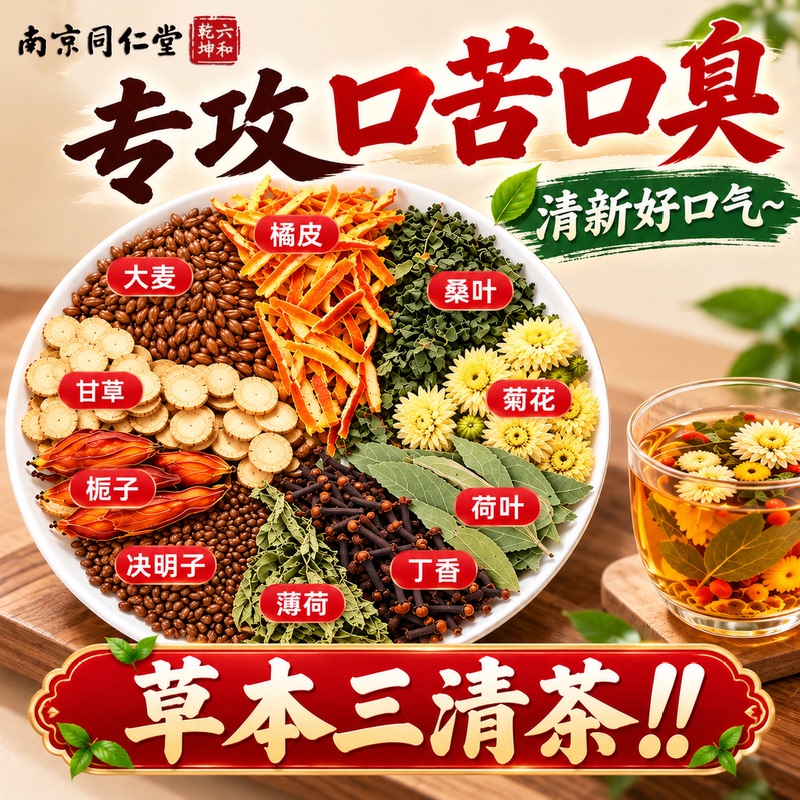 Nanjing Tongrentang Herbal Sanqing Tea Licorice Mulberry Leaf Orange Peel Clove Bitter Mouth Odor Fresh Breath Health Tea Bags Nanjing Tongrentang Herbal Sanqing Tea Licorice Mulberry Leaf Orange Peel Clove Bitter Mouth Odor Fresh Breath Health Tea Bags