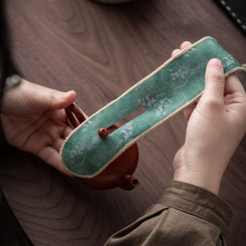 Suede purple sand pot protection strip tea set teapot lid bowl protective bag outdoor travel fabric anti-collision tea accessories