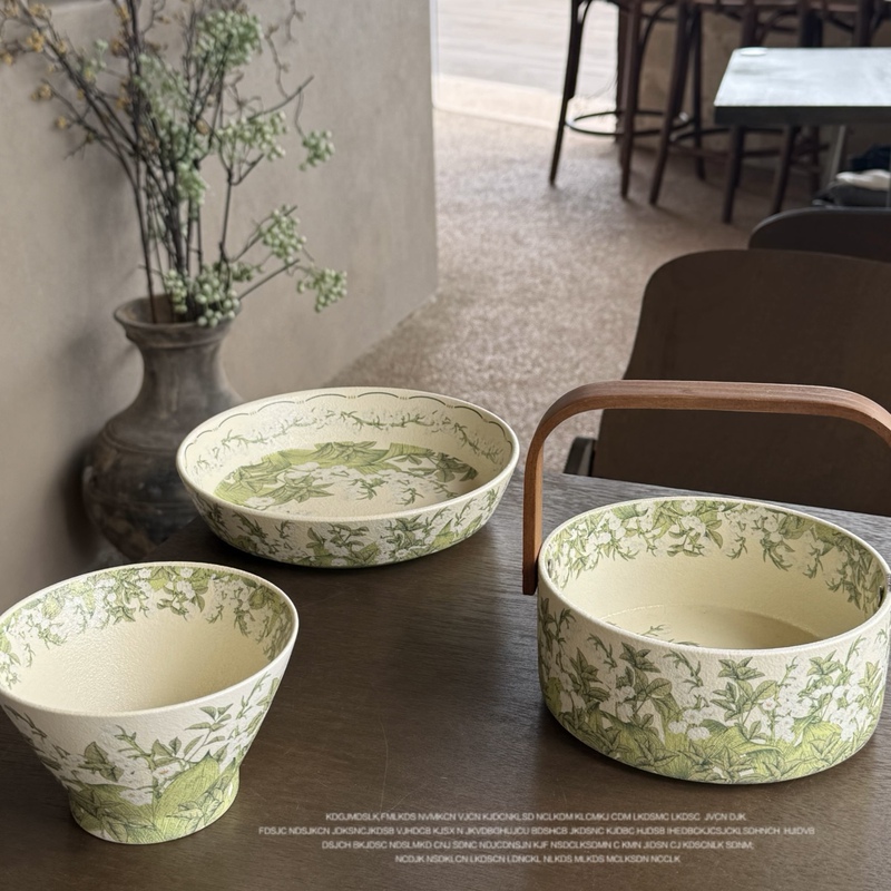 【Yun Yi Same Style】Happy Lily of the Valley Bowl and Plate Dinnerware Set Ceramic Rice Bowl and Plate High-Value Housewarming Gift