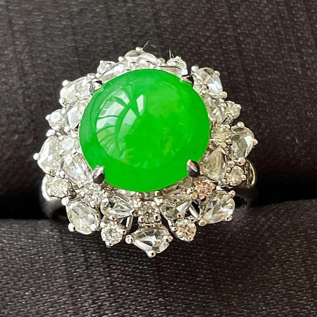 Burmese jade ring inlaid with gold and jade ring natural jade