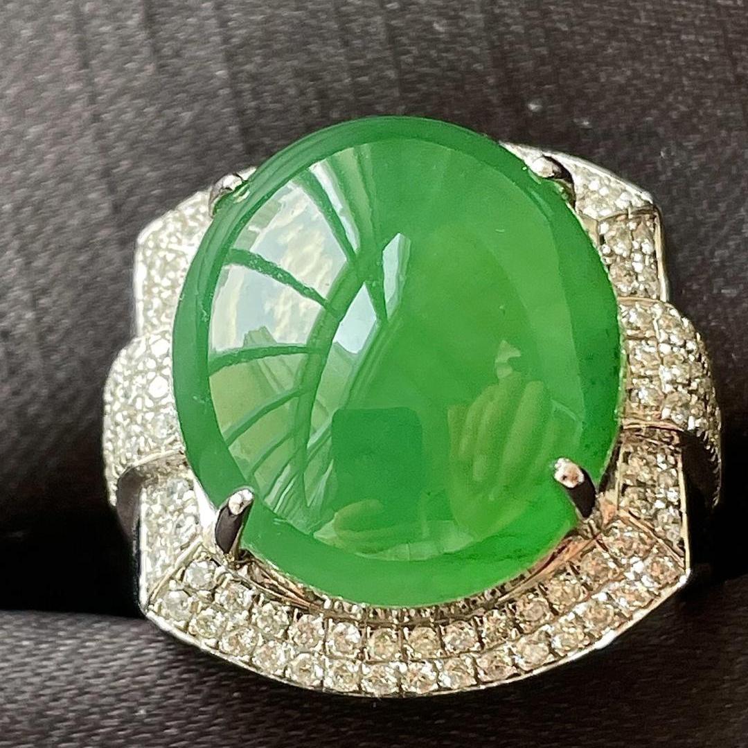 Burmese jade ring inlaid with gold and jade ring natural jade