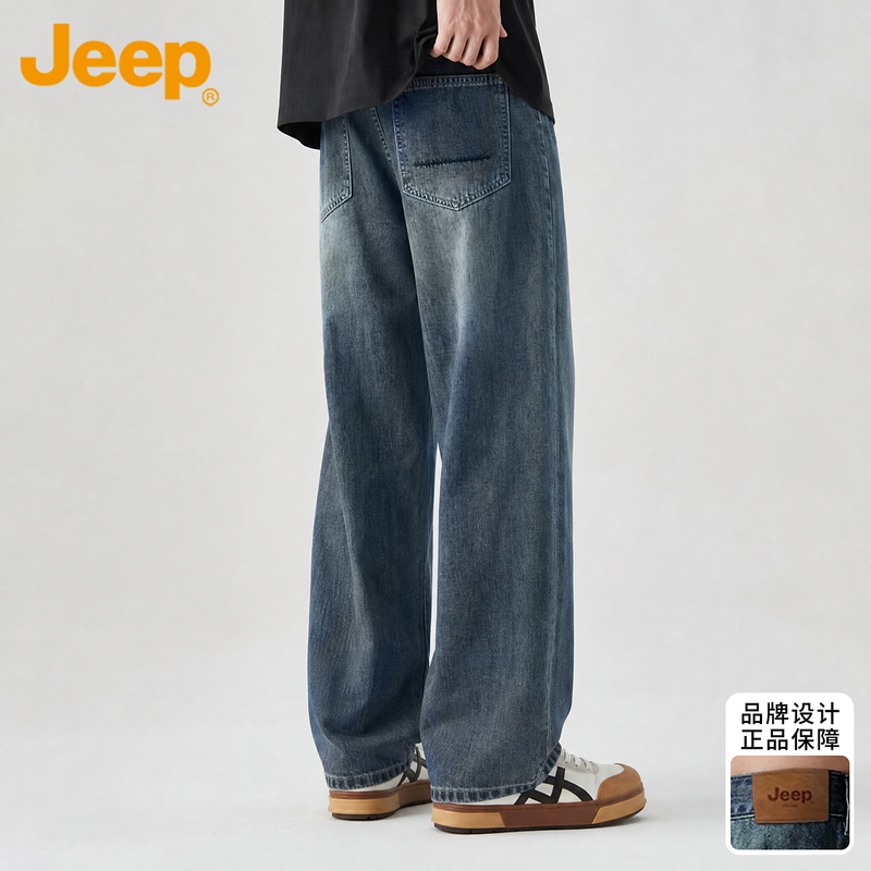 Jeep Retro Jeans Men's Long Pants 2026 New Autumn and Winter Fleece-Lined Straight Casual Pants for Men Jeep Retro Jeans Men's Long Pants 2026 New Autumn and Winter Fleece-Lined Straight Casual Pants for Men