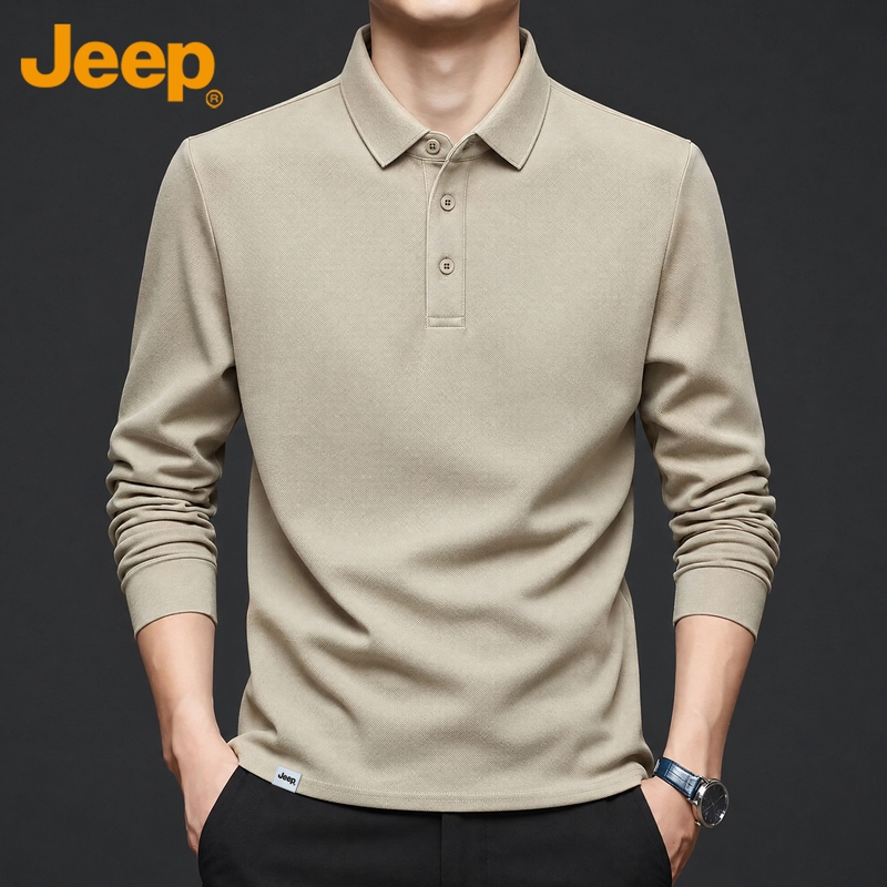 Jeep Solid Color Polo Shirt Men's Long-Sleeved Business Lapel Top 2026 Autumn and Winter Inner Wear T-Shirt for Men Jeep Solid Color Polo Shirt Men's Long-Sleeved Business Lapel Top 2026 Autumn and Winter Inner Wear T-Shirt for Men