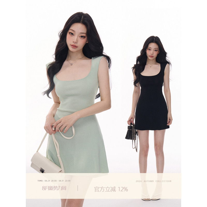 Rosy Bow Black Sleeveless Dress for Women, New Summer Style, Waist-Cinching, Slimming, Hip-Hugging, Hot Girl Short Skirt, A-Line Skirt Rosy Bow Black Sleeveless Dress for Women, New Summer Style, Waist-Cinching, Slimming, Hip-Hugging, Hot Girl Short Skirt, A-Line Skirt