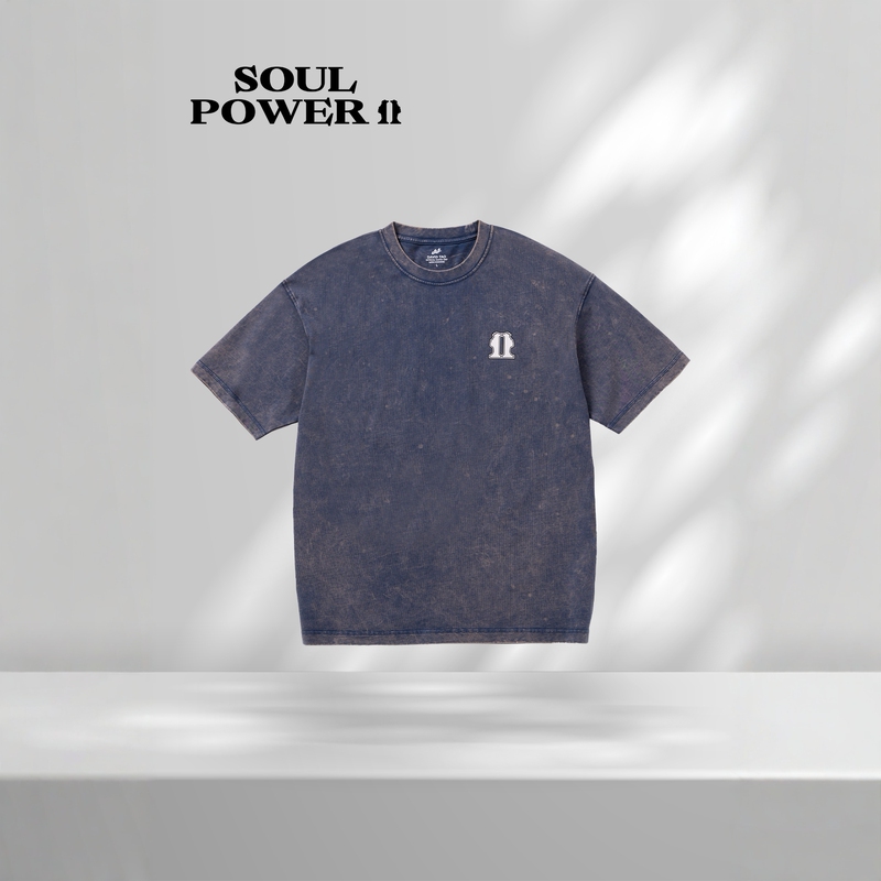 Soul Power Ii Washed Blue Ring-Patterned Short-Sleeve T-Shirt Soul Power Ii Washed Blue Ring-Patterned Short-Sleeve T-Shirt