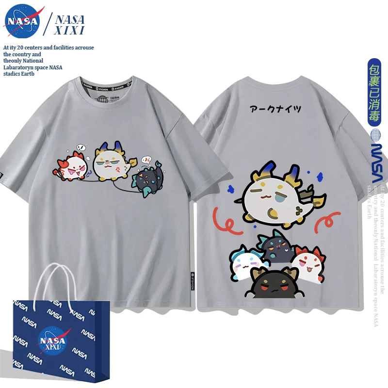 NASA Аркнайтс Анимация Дракон Пузырь Соединение Short Sleeve футболка Мужские Лето Двухмерный Боковой Детская Одежда Тренд