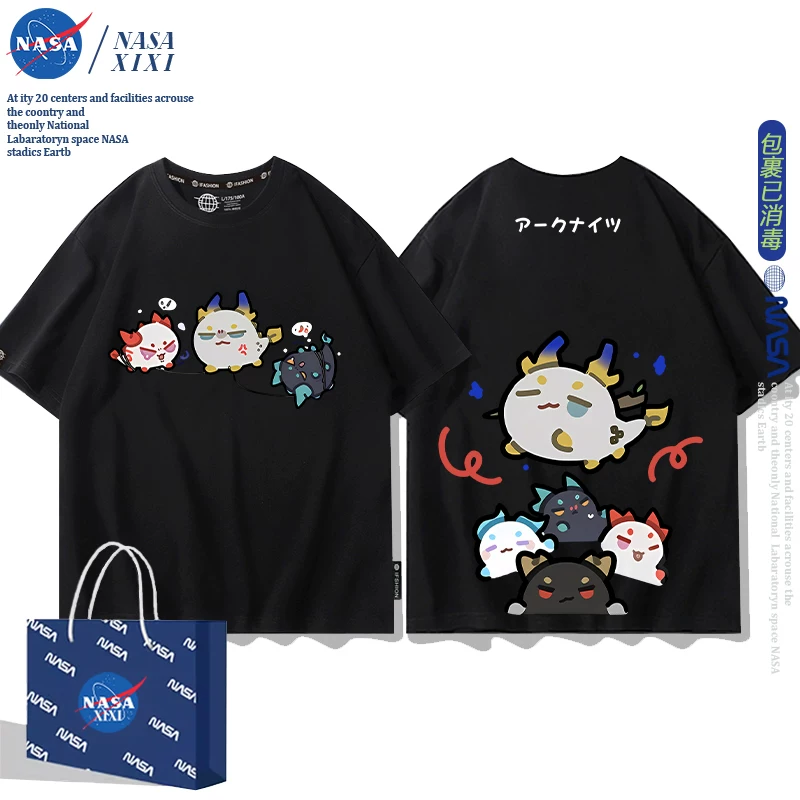 NASA Аркнайтс Анимация Дракон Пузырь Соединение Short Sleeve футболка Мужские Лето Двухмерный Боковой Детская Одежда Тренд