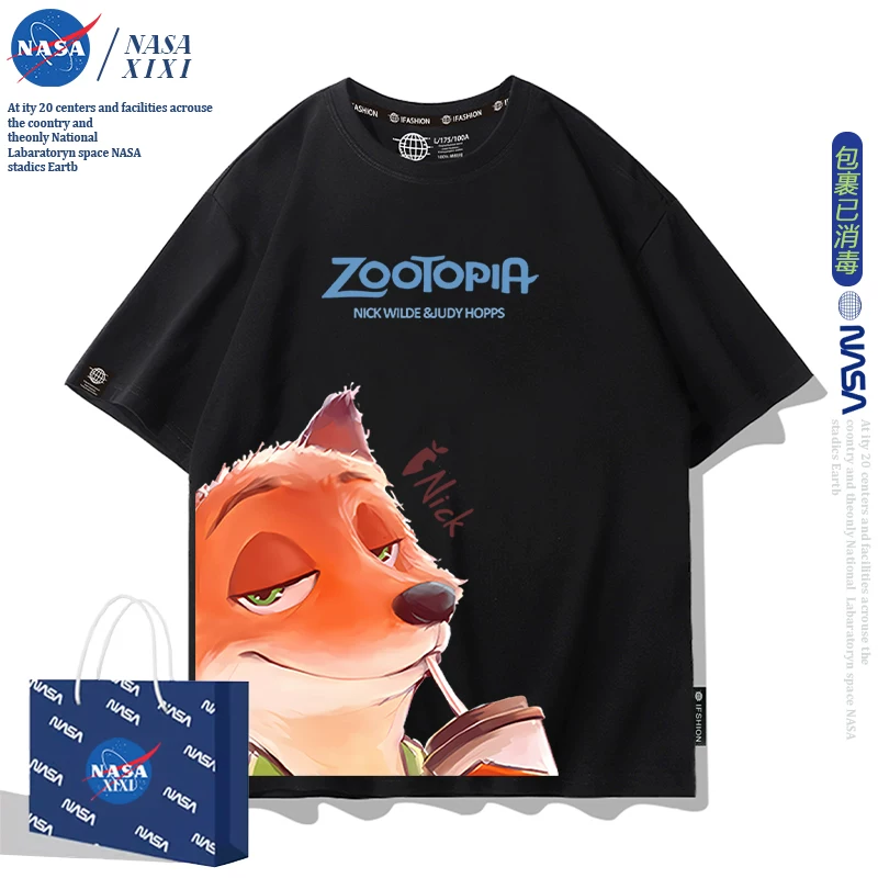 Т-широкая мужская футболка с коротким рукавом в стиле X Zootopia лето 2025 новая Джуди Ник peripheral одежда