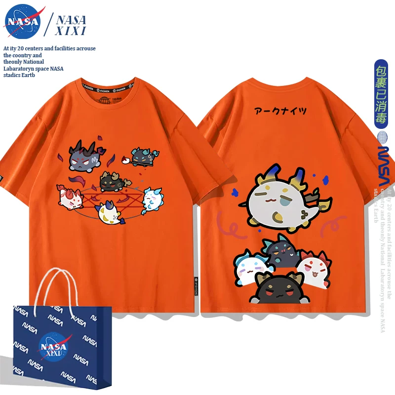 NASA Аркнайтс Анимация Дракон Пузырь Соединение Short Sleeve футболка Мужские Лето Двухмерный Боковой Детская Одежда Тренд