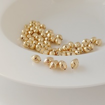 14K gold-filled solid striped rice beads 6*8mm beaded spacer bracelet handmade DIY jewelry accessories material