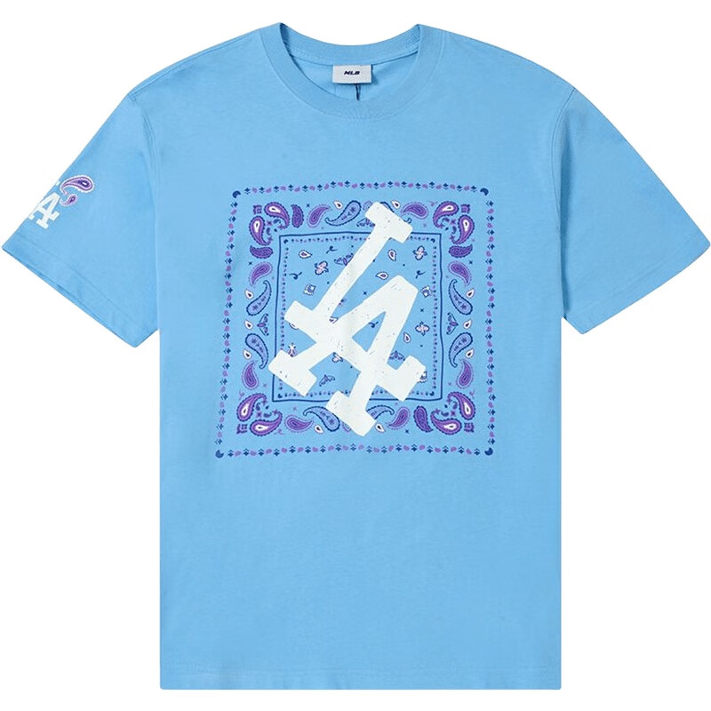 美职棒（MLB）T恤男女 夏季新款LA洛杉矶道奇腰果花系列时尚情侣透气宽松短袖 3ATSI0133