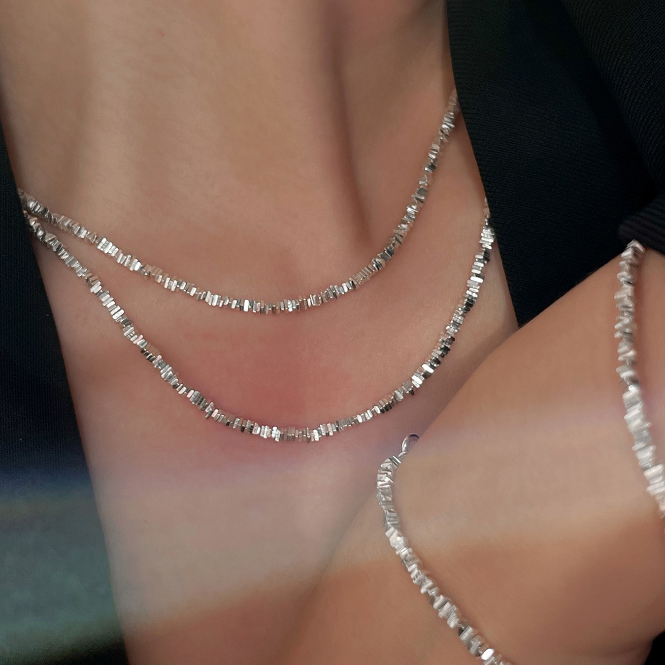 碎银子项链s925纯银项链简约时尚百搭锁骨链送女友闺蜜项饰品礼物