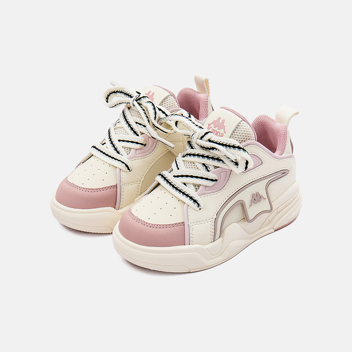 Kappa Kids儿童鞋子中大童男童运动鞋女童皮面防水老爹鞋春秋季新款机能鞋儿童鞋子