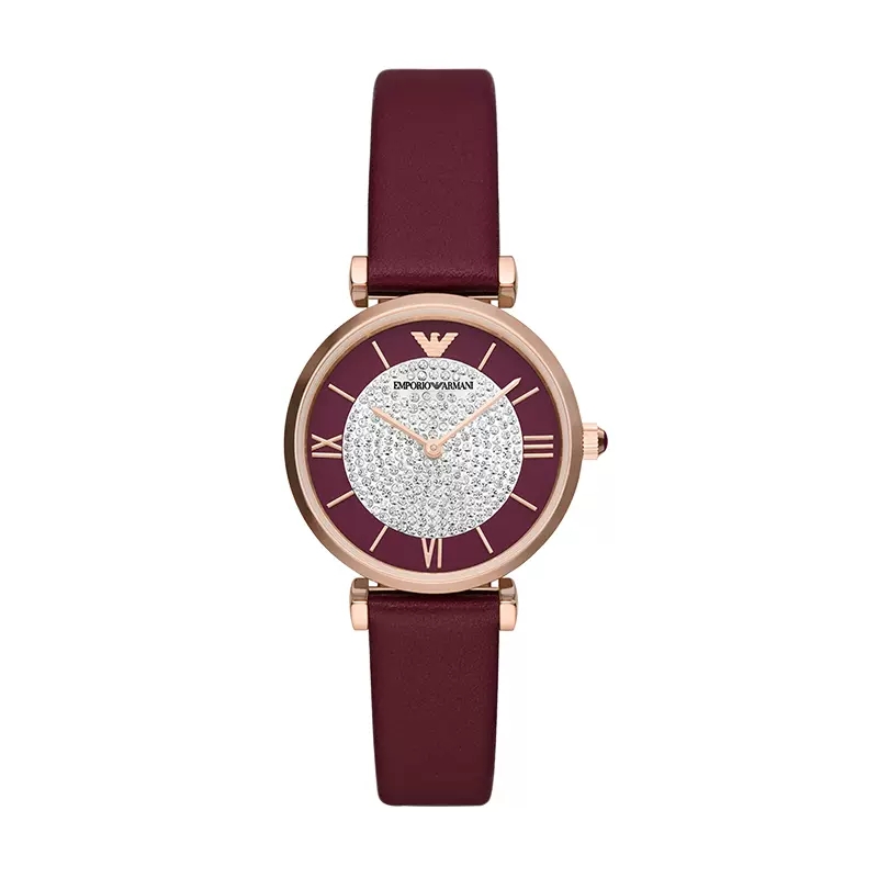 Armani阿玛尼手表女 新款满天星皮带石英时尚镶钻女士腕表AR11487