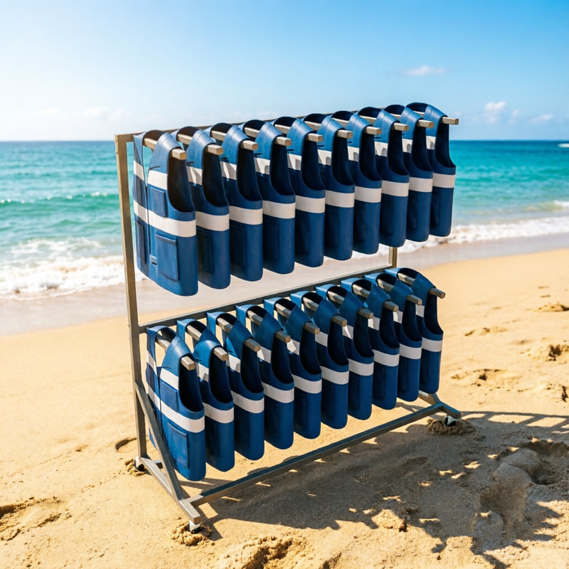Rafting, Boating, Surfing Life Jacket Storage Display Rack, Sports Vest Storage and Display, Multi-Layer Shelf Rafting, Boating, Surfing Life Jacket Storage Display Rack, Sports Vest Storage and Display, Multi-Layer Shelf