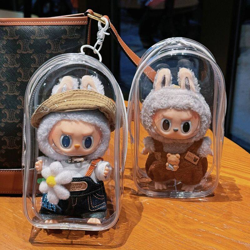 15cm18cm19cm棉花娃娃外出遛娃包，透明PVC防塵展示收納包，讓你的