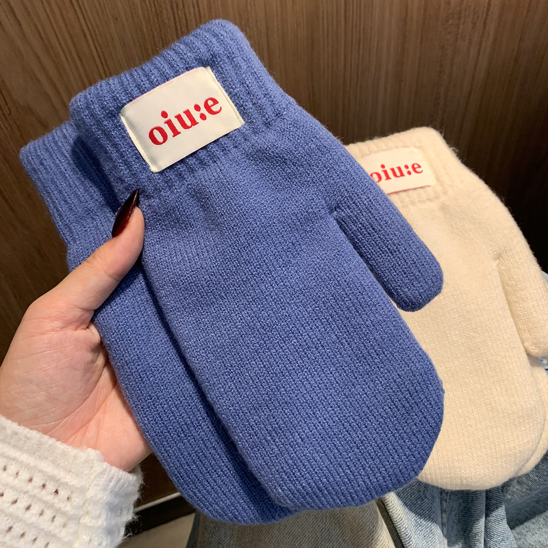 Winter Thickened Warm Gloves, Knitted Mittens for Women, Windproof and Cold-Resistant, Stylish and Simple, Fleece-Lined, Suitable for Students and Couples in Winter