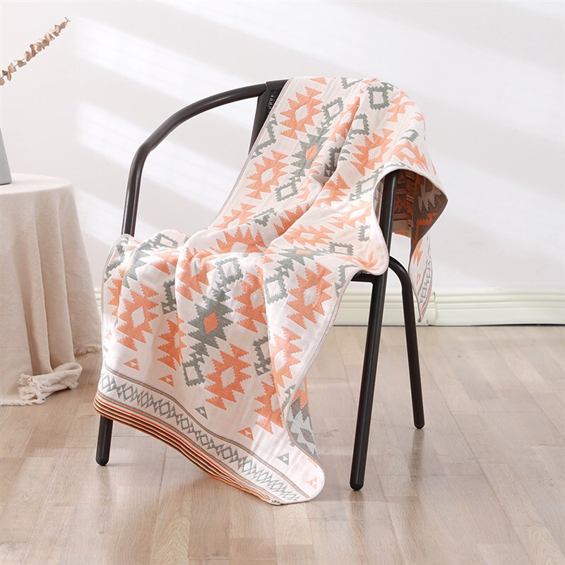 Four-Layer Gauze Cotton Bath Towel, Soft and Comfortable, Bohemian Style, 70*14m0 Beach Towel, Indian Sun God Design
