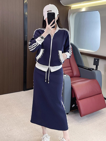 Veste, jupe, costume de sport à la mode printemps et automne, haut, tempérament 2025, style européen décontracté, ensemble deux pièces haut de gamme