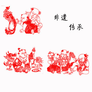 纯手工剪纸画中国风装饰画镂空刻纸成品幼儿园传统文化杨柳青娃娃