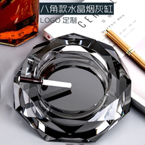 Crystal glass ashtray household large high-end ashtray hand polished hotel ktv commercial customization