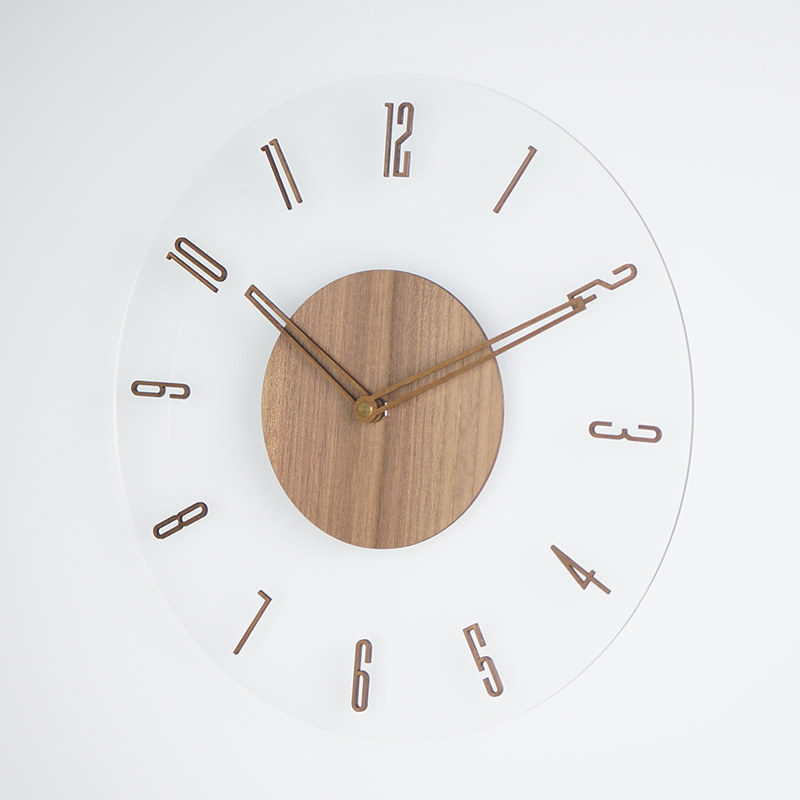 Nordic Solid Wood Wall Clock, Simple Transparent Creative Clock, Wall Clock for Living Room, Home Wall Decoration Clock, Light Luxury Clock