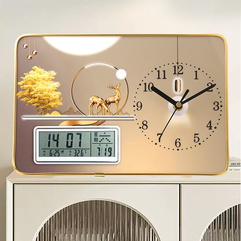 Creative and Simple Desktop Clock, Office Decoration, Perpetual Calendar, Bedroom and Living Room Table Clock, Silent Home Desktop Clock
