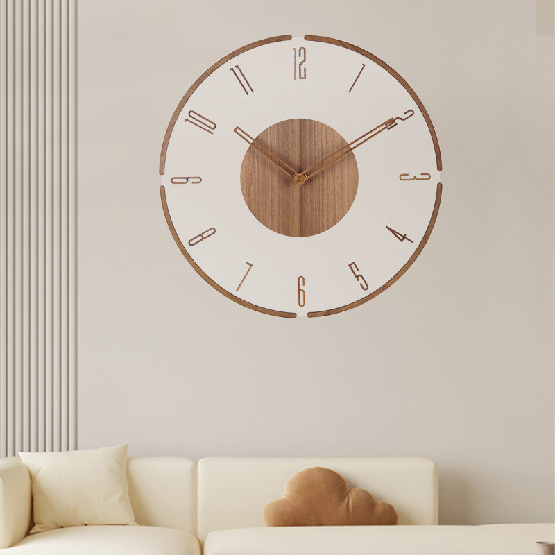 Nordic Solid Wood Wall Clock, Simple Transparent Creative Clock, Wall Clock for Living Room, Home Wall Decoration Clock, Light Luxury Clock