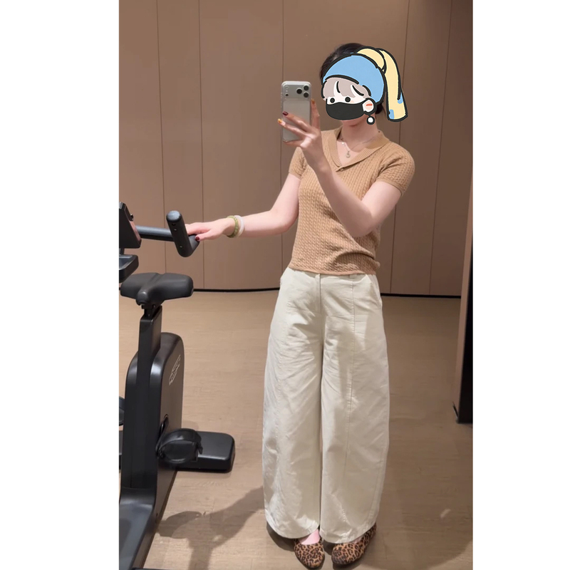 Summer Outfit: a Complete Set of New Commuter-Style Collared Short-Sleeved Knitwear, Versatile High-Waisted Casual Pants, Two-Piece Suit for Women