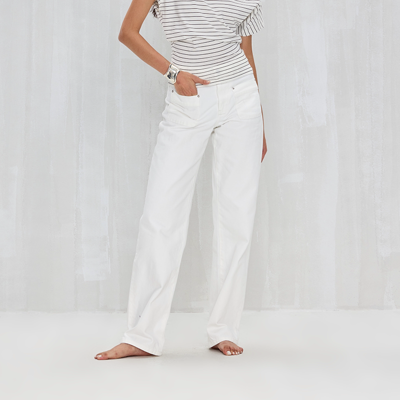 Cdou Nautical Vacation Fit Tapered Pants A8 Casual Comfortable Versatile White Denim Trousers