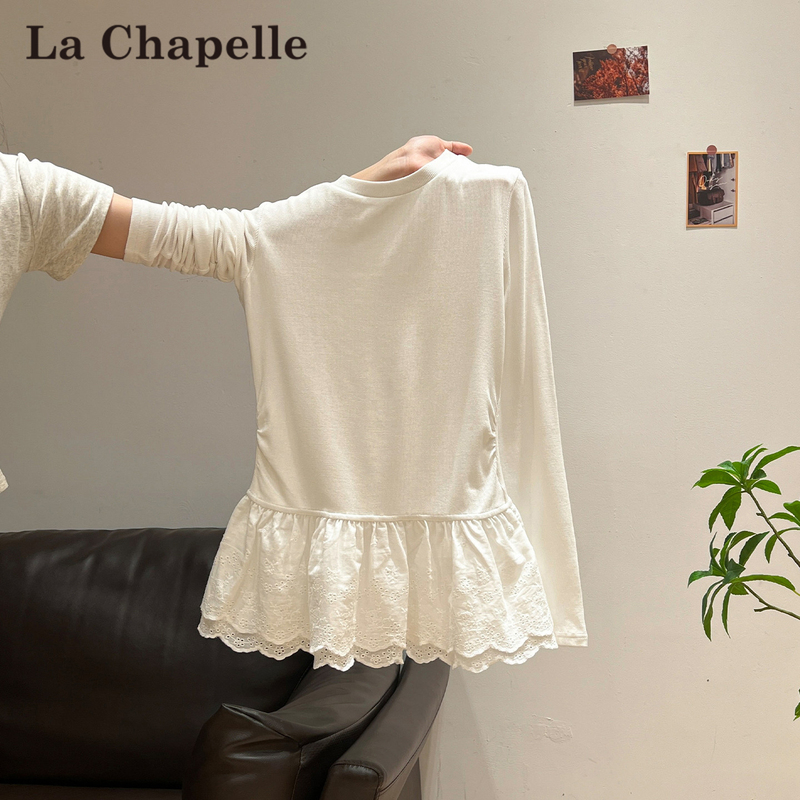 La Chapelle White Lace Trim Base Shirt for Women, Autumn 2026 New Design, Layered Long-Sleeve Top La Chapelle White Lace Trim Base Shirt for Women, Autumn 2026 New Design, Layered Long-Sleeve Top