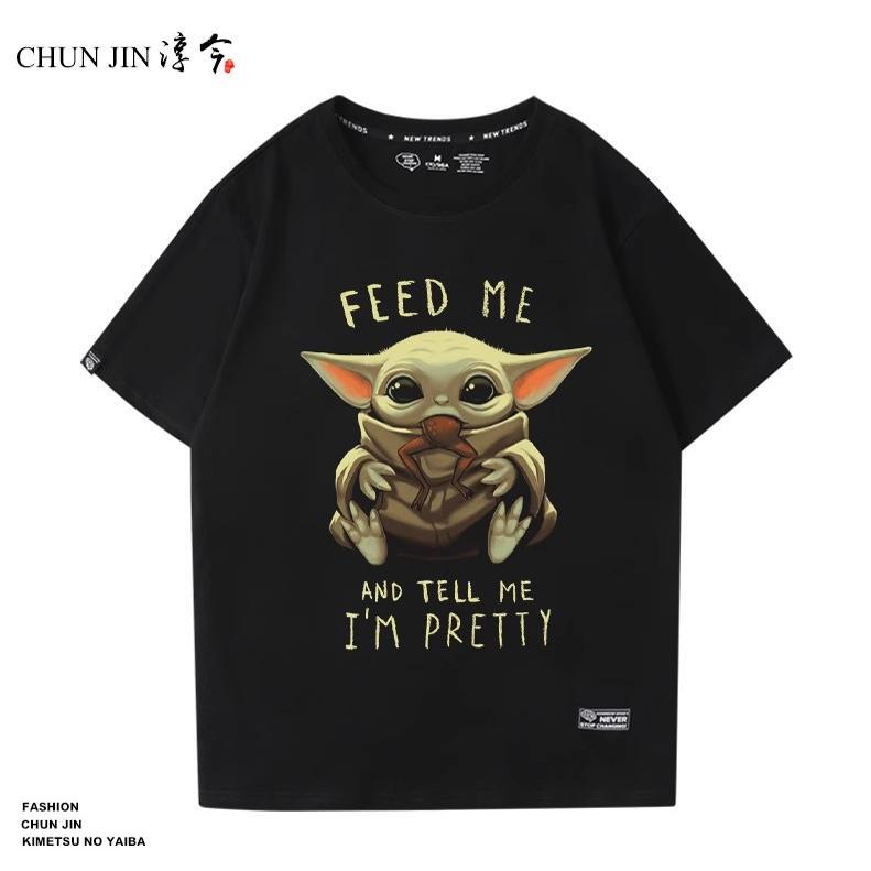 Mandalorian Baby Yoda Star Wars Mandalorian Men's and Women's Short-Sleeved T-Shirt Pure Cotton Casual Tops