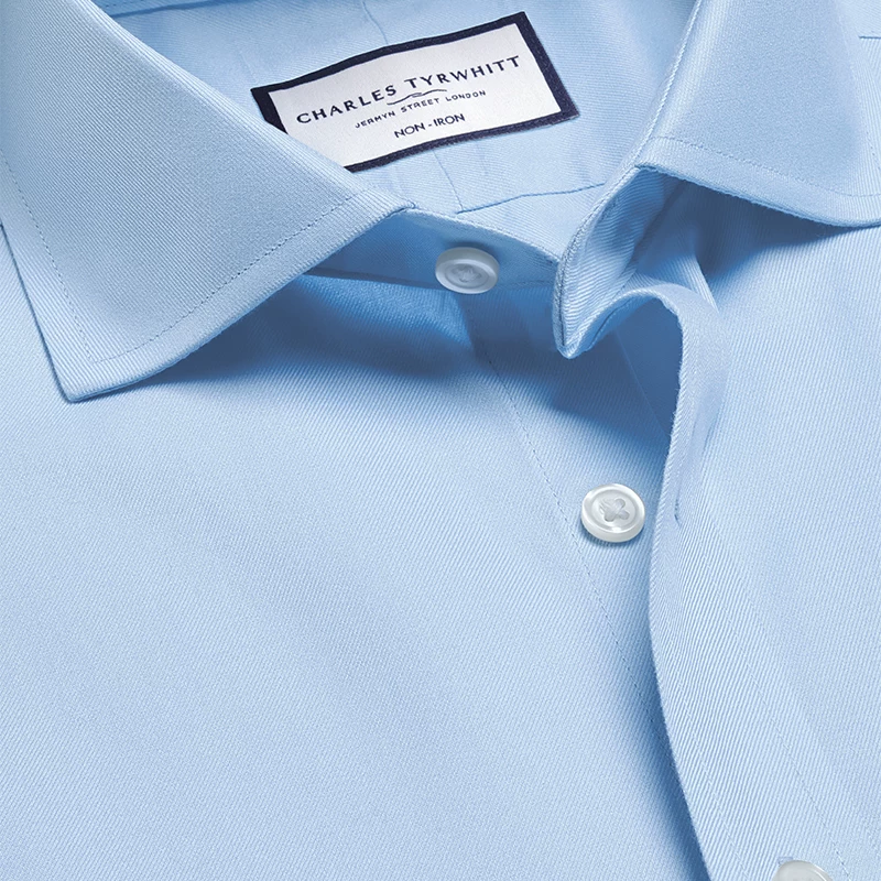 CHARLES TYRWHITT [超修身版天空蓝纯棉易打理免熨烫商务衬衫男款内搭]