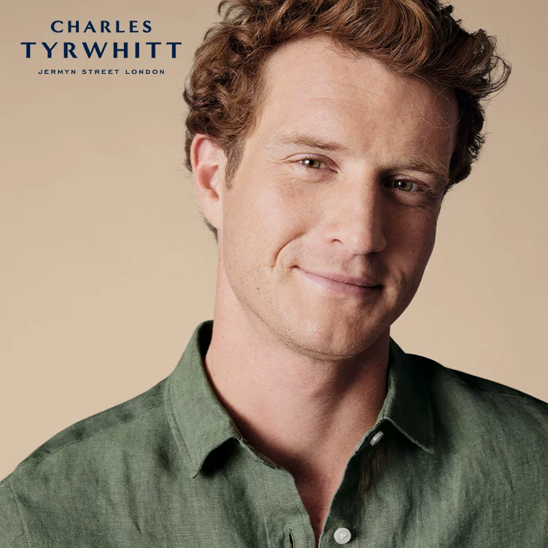 CHARLES TYRWHITT Charlotte tilbury, летняя дышащая рубашка с мягкой текстурой, Slim fit