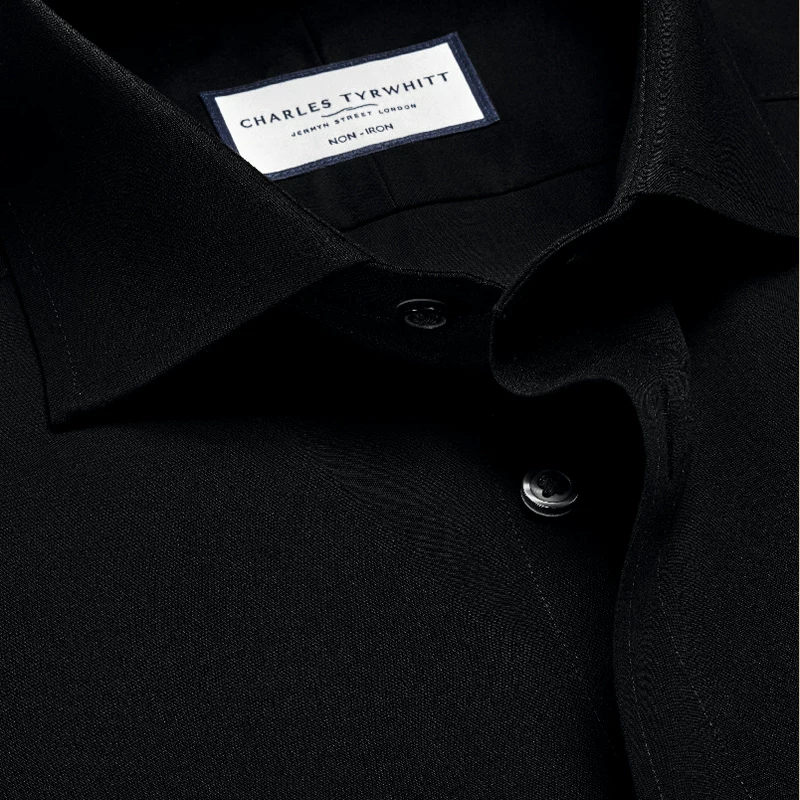 Черная хлопковая сорочка CHARLES TYRWHITT, slim fit