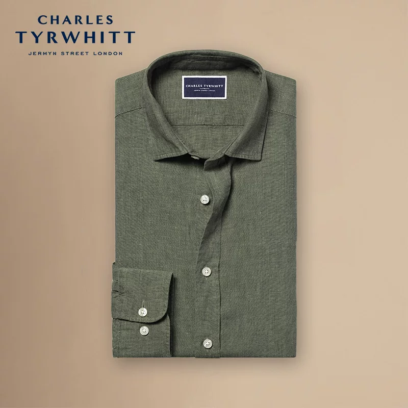 CHARLES TYRWHITT Charlotte tilbury, летняя дышащая рубашка с мягкой текстурой, Slim fit