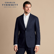 Пиджак, Костюм charles tyrwhitt修身版型海军蓝米通格纹理高端商务系列西装夹克