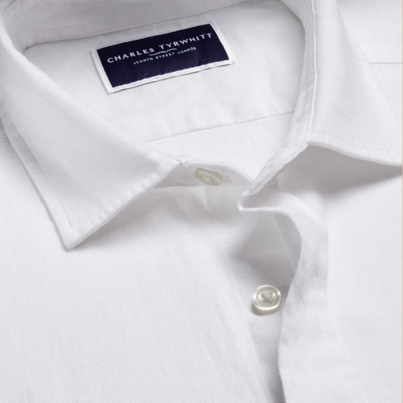 CHARLES TYRWHITT Charlotte tilbury, летняя легкая дышащая белая рубашка, slim fit