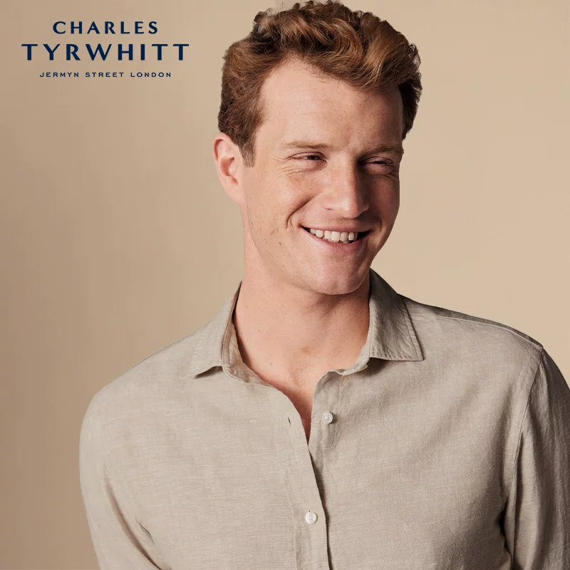CHARLES TYRWHITT Charlotte tilbury, летняя мягкая дышащая рубашка, slim fit