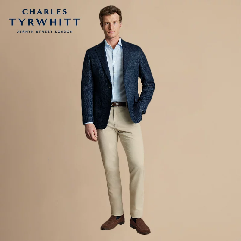 Пальто Charles Tyrwhitt шерстяной элитный завитки, классическая пиджак костюм, облегающий крой