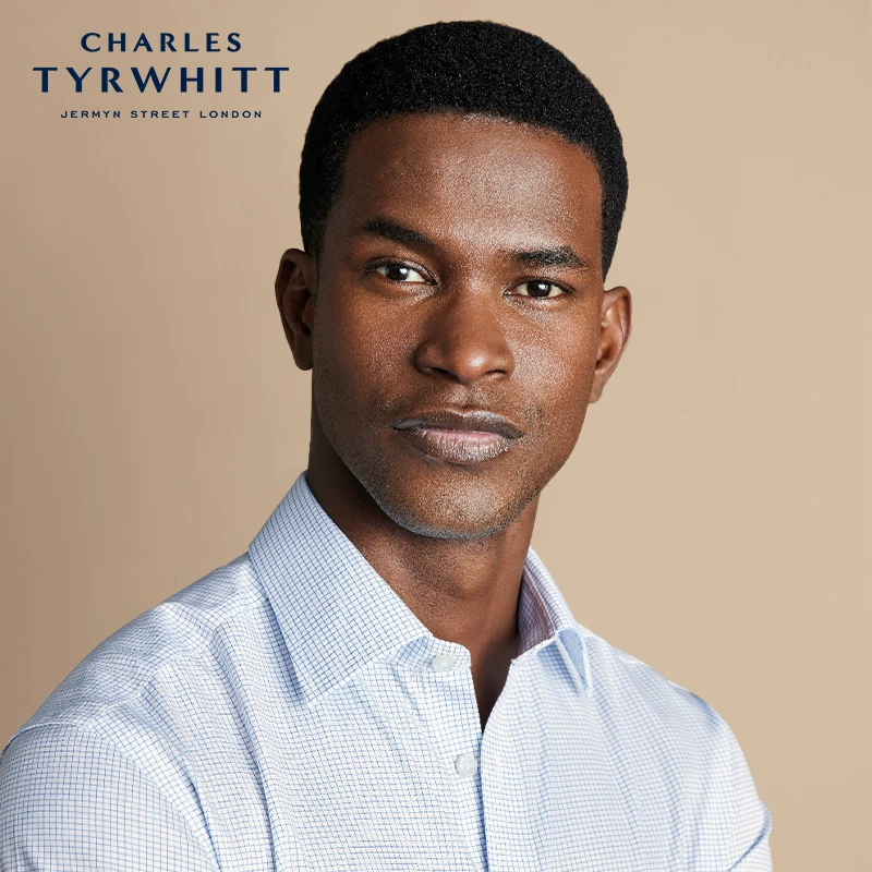 [CHARLES TYRWHITT] Голубая cornflower рубашка, Slim Fit