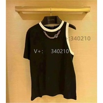 (Qingxin collar chain black off-shoulder shirt