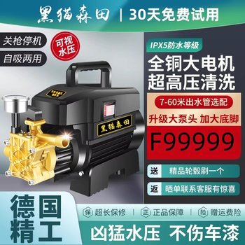 Black Cat High-Pressure Car Washer for Home Use 220V Cleaning Machine High-Power Fully Automatic Car Washing Device Portable Car Brush Pump