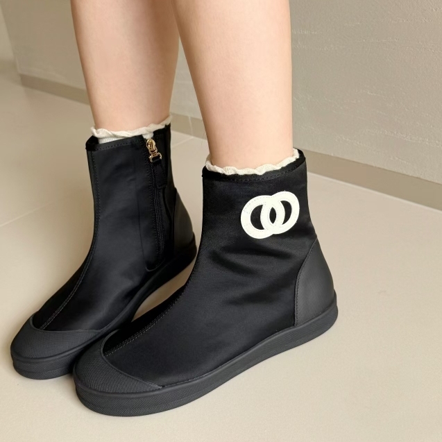 Aimodeler 26 Summer New Color-Block Ring Decor Elastic Boots Women's Flat Short Boots Black Edge Versatile Casual Boots Aimodeler 26 Summer New Color-Block Ring Decor Elastic Boots Women's Flat Short Boots Black Edge Versatile Casual Boots