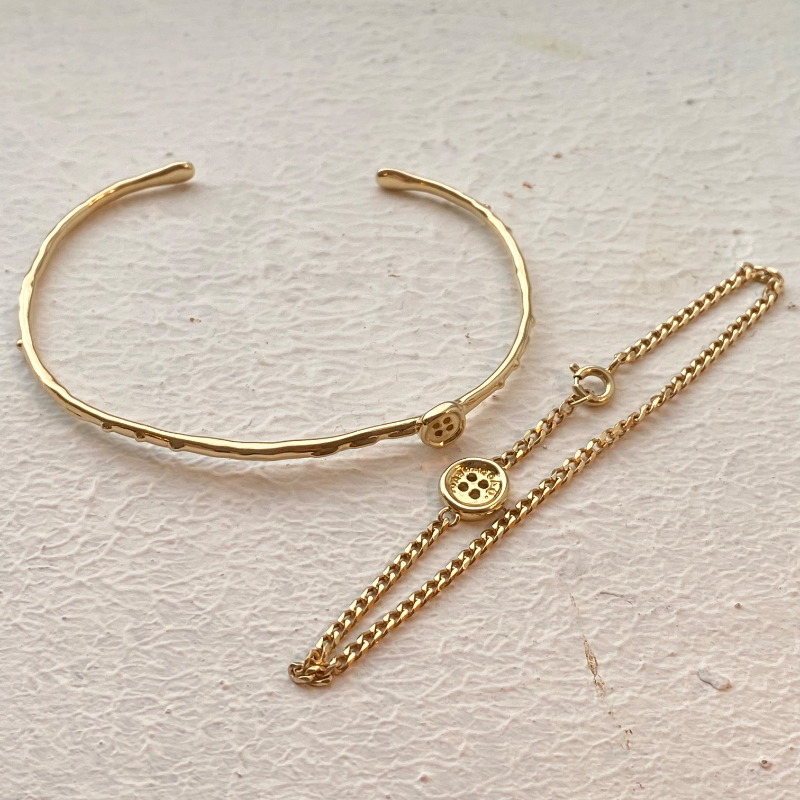 14K Gold Series Button Bracelet Thin Bracelet Stackable Versatile 14K Gold Bracelet