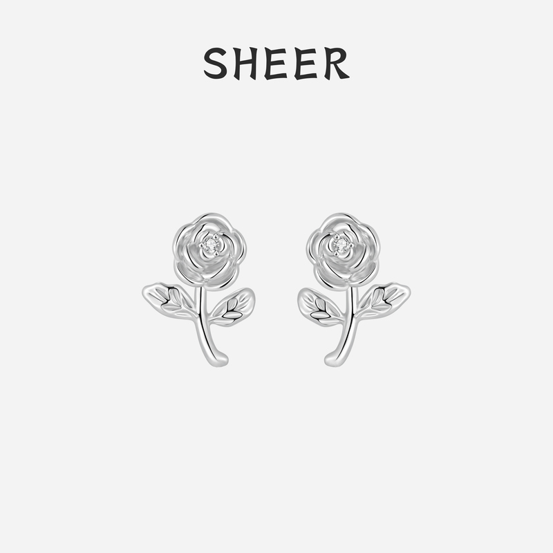 【Luzhuo Same Style】Sheer | Daydream Series Thorn Rose Shell Pearl Earrings Niche Accessories